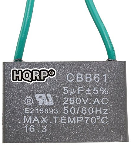HQRP Kondensator für Deckenventilator CBB61 5uf 2-Drähte mit HQRP Untersetzer