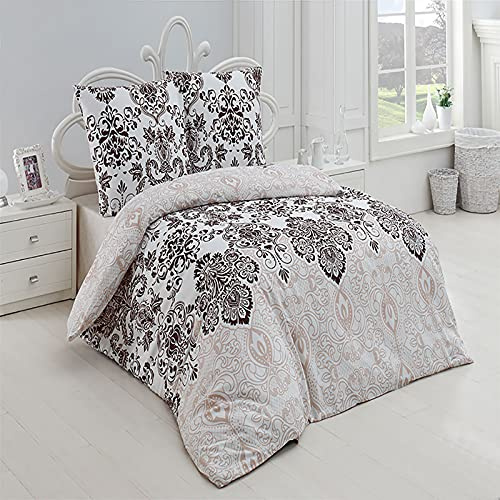 Buymax Bettwäsche 200x220 cm – Bettwäsche Set 3-teilig 200 x 220 cm, Renforcé 100% Baumwolle, Bettbezug mit 2 Kissenbezügen 80x80 cm, Oeko-TEX, Reißverschluss, weich und atmungsaktiv