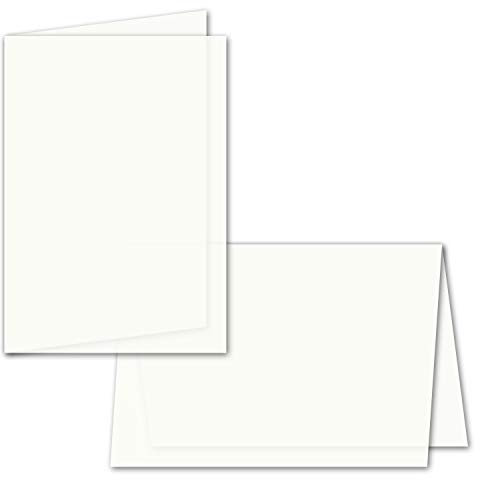 50x faltbares Einlege-Papier für DIN A5 Doppelkarten - transparent-weiß - 297 x 210 mm (210 x 148 mm gefaltet) - ideal zum Bedrucken mit Tinte und Laser - hochwertig Mattes Papier von Gustav NEUSER