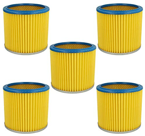 vhbw 5x Faltenfilter kompatibel mit Lavor/Lavorwash GNX 32, GNX 22, GSA 300, Schlammsauger Pondy, Nilo Staubsauger - Patronenfilter, Blau Gelb