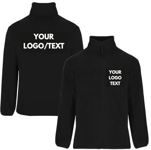 Personalisierte Herren Fleecejacke mit Logo, Text – Jacke selbst gestalten | Arbeitsjacke mit Druck vorne & hinten – robuste warme Fleece Jacke für Arbeit & Freizeit