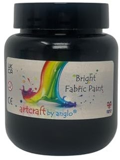 artcraft by anglo Black Fabric Paint 100ml - Permanent Fabric Paint for Clothes, T-shirts, Jeans, Bags & Canvas Shoes - Washable Textile Paint for Art & Craft Projects