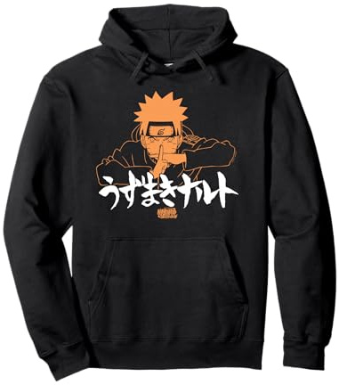 Naruto Shippuden Linear Naruto Jutsu with Kanji Anime Pullover Hoodie