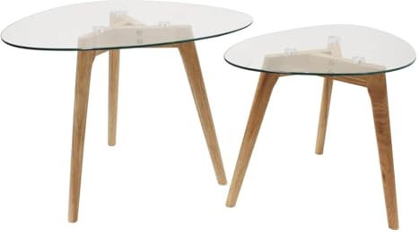 AltoBuy Roch - Lot de 2 Tables Basses Gigognes Verre Trempé