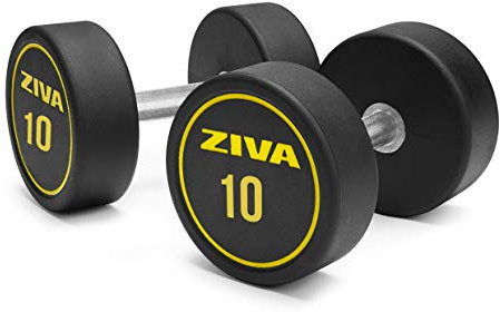 ZIVA Unisex, Erwachsene Leistung Hanteln, schwarz/gelb, 10 kg