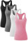 vislivin Workout Tanktops für Damen Racerback Yoga Tanks Basic Sportliche Activewear-4er Pack Schwarz/Dunkelgrau/Weiß/Rosa S