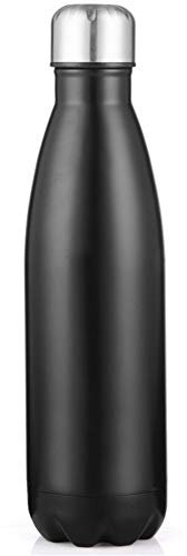 Gourde Filtrante Haut De Gamme Bouteille d'eau en Acier Inoxydable Bouteille Isotherme pour Sport Gym Voyage Black,500ml