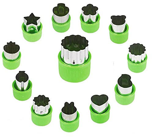 Mini cortador de galletas, 12 piezas mini cortador de verduras formas juego mini pastel de frutas galletas pasteles sellos molde para hornear niños y herramientas de suplemento de alimentos accesorios