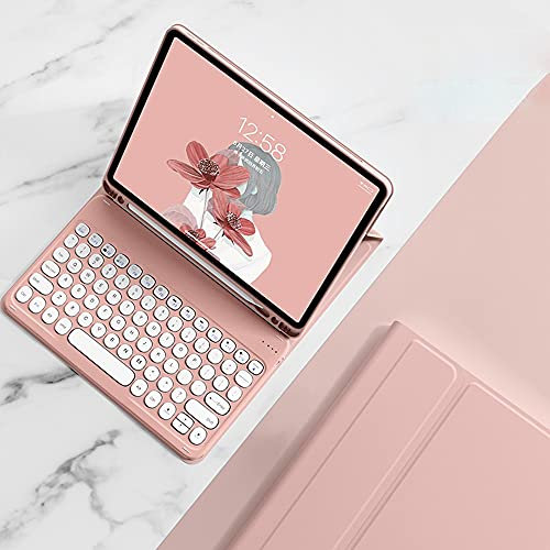 SENLAN iPad Pro11 2021 3ª generación 2020 2ª generación 2018 1ª generación cubierta de teclado linda tecla redonda Smart Color Bluetooth teclado funda para iPad Pro 11 pulgadas (iPad Pro11, rosa)