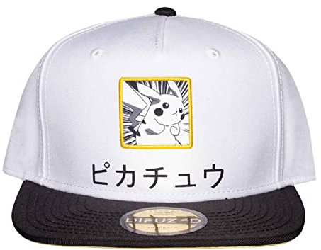 Pokemon Baseball Cap Pikachu Japanese Logo Nue offiziell Weiß Snapback