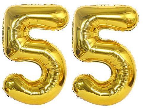 D2D | Party Balloon Zahl 55 XL in Gold - Größe: 80 cm - Folienballons - Zahlenballons - Geburtstagdeko - Helium Ballons