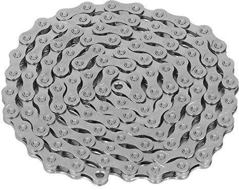 Annadue 9 Gang Fahrradkette, Hohle Leichte Fahrradkette für Mountain Road Bike Kettenteil, Mangan Stahl Material, Silber