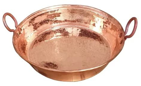 17 Authentic Copper Original Spanish Paella and Maple Syrup Large Heavy Duty Gauge Pan Paellera de Cobre Hand Hammered Made in Mexico 100% Copper Wok Jam Pan