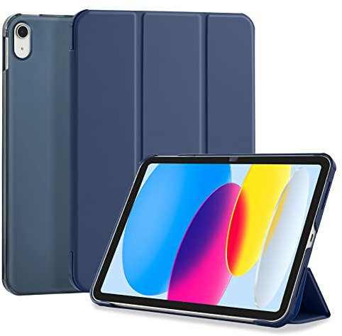 4UBonLife Coque pour iPad A16 11ème Génération 11 Pouces 2025, iPad 10ème Génération 10,9 Pouces 2022, Légère et Fine Étui Housse de Protection, Coque en PC Dur Arrière Translucide Givré, Bleu Foncé