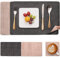 Myir JUN Tischsets Abwaschbar Leder und Untersetzer, Doppelseitigen Platzset 6er Set rutschfest Platzdeckchen Leder Kunstleder Tischset (Grau Pink, 6er Set)