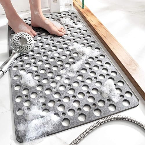 TEMIR Tapis de Bain antidérapant avec ventouses et Trous de Drainage, Doux et Lavable en Machine (43,2 x 73,7 cm)