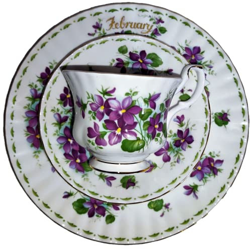 AngiesStrickZauber Vendu : Royal Albert/Original/Fleur of the Month/FéVRIER / 1 tasse - 1 soucoupe - 1 assiette à gâteau/Original/Bone Chine/Angleterre