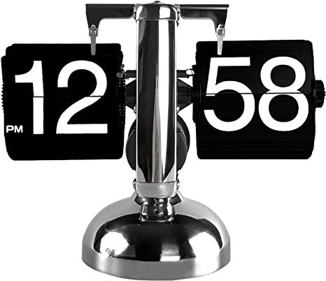 TITA-DONG Digitale Flip-Down-Uhr, Retro-Digital-Flip-Down-Uhr, Minimalistische, Moderne, Mechanische, Batteriebetriebene Uhr mit Innenzahnrad für Heim- und Bürodekoration(Schwarz)