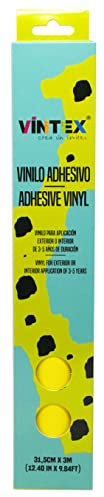 VINTEX - Vinilo Adhesivo Acabado Amarillo Mate 3m x 31,5cm - para Interior y Exterior - Apto para Plotter de Corte - Durabilidad de 3 a 5 Años - Vinilo de Rotulación