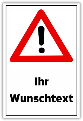 Achtung Schild Ihr Wunschtext personalisierbar 30cm x 20cm/DIN A3 hergestellt aus robustem Aluminium/PVC/Aufkleber mit Wunsch-Text personalisieren selbstklebende Rückseite (Weiß 20cm x 30cm Aluminium)