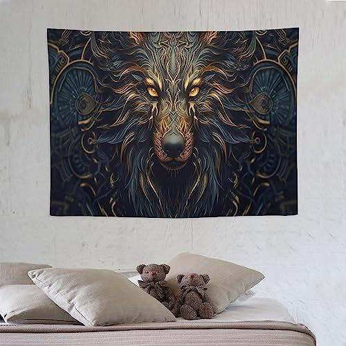 LDZDGD Wolf Wandteppich, Wanddekoration für Das Schlafzimmer, Wandteppich Wolf, Wolf Zimmer Dekor, Ästhetische Wanddekoration (Color : Wolf Totem, Size : 150 x 200CM)