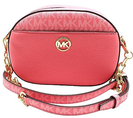 Michael Kors JET SET GLAM Petit sac à bandoulière ovale avec poche frontale Rose thé, Rose (Tea)