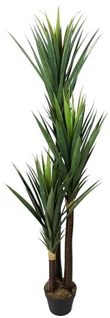 Arnusa Palmier artificiel Yucca - 150 cm - 153 feuilles - Plante artificielle en pot - Grande plante d'intérieur - Plante verte