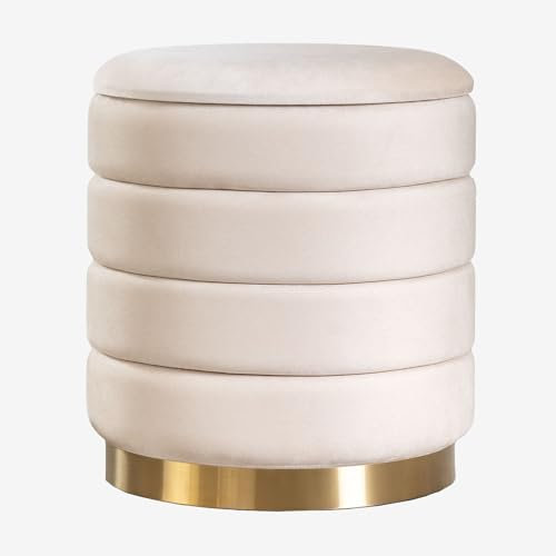 SKLUM Pouf mit Stauraum aus Samt Bradford Eierschale