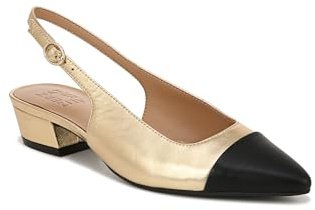 Naturalizer Women's Court Shoes - Banks-Sl Slingback, Dark Gold/Black Leather, UK 3.5, Wide Fit