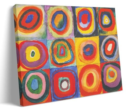 NgAnoh Wassily Kandinsky Leinwanddruck, Quadrate mit konzentrischen Kreisen