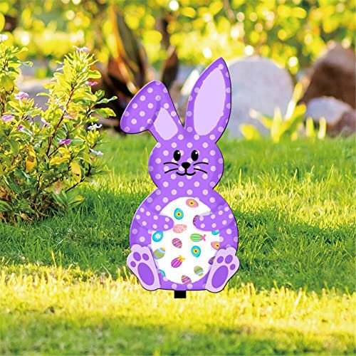 Acryl Gartenstecker Gartendeko Osterhase Stecker Ostern Acryl Ostern Kaninchen Statue Ornament Frühling Ostern Deko Gartendeko Figuren Osterdeko Gartenfigur für Rasen Garten Hinterhöfe (B, One Size)