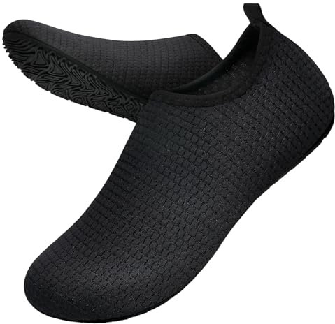 WateLves Badeschuhe Herren Damen Wasserschuhe Strandschuhe Schwimmschuhe Aquaschuhe Schnell Trocknend Barfußschuhe Breathable Surfschuhe Unisex Beach Pool Yoga(Schwarz 44/45)
