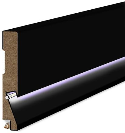 golddoor Glatte MDF-Sockelleiste, 207 cm Länge, 8 cm Höhe, 1,6 cm Dicke