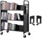 VEVOR Bücherwagen, 150 kg, Bücherwagen, schräge Regale, doppelseitig, Form W, 1000 x 510 x 1250 mm, feststellbare Räder, Aufbewahrung und Aufbewahrung von Büchern für Haus, Büro, Schule, Schwarz