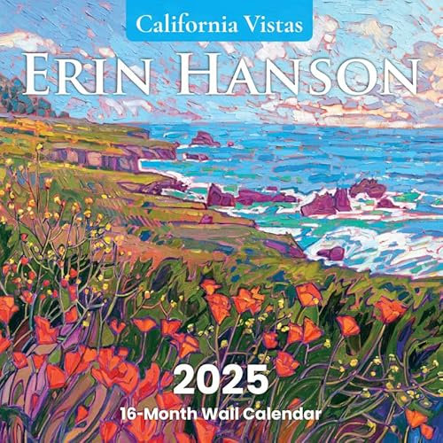 Erin Hanson Kalender 2025, Kalifornien, Vistas, Landschaften, Fine Art, großer Wandkalender mit lebendigem Impressionismus, Kalifornien Vistas, Gemälde, Monatskalender für Büro, 30,5 x 61 cm dickes