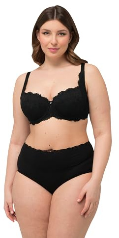 Ulla Popken Wire-Bra, Balconnet, Softcup, Lace Soutien-Gorge, Noir, 115D Femmes