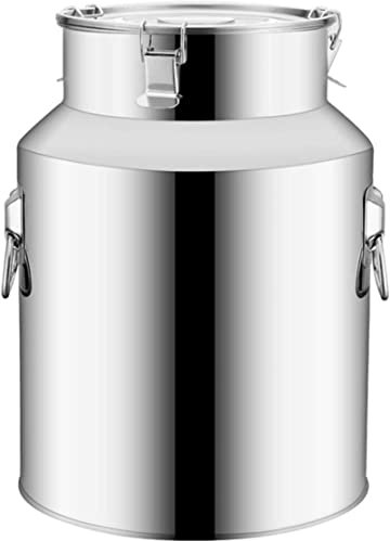Cubo De Latas De Transporte De Leche De Acero Inoxidable 201 Con Tapa Sellada De Silicona, Barril De Vino Resistente, Cubo De Leche, Jarra De Leche, Recipiente De Té Con Asa De Transporte (48 L)