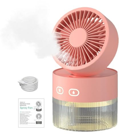 Ventilador de pulverización de mano, ventilador de nebulización de bolsillo, ventilador portátil de pulverización de agua, ventilador personal recargable con 3 modos de velocidad ajustables para el