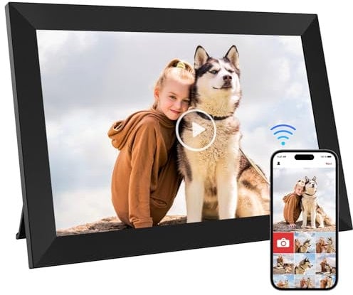10,1 Zoll WiFi Digitaler Bilderrahmen mit eingebautem 32GB Speicher, Einem 1280x800 IPS LCD Touchscreen, Automatischer Dreh- und Audiofunktion, Einfache und schnelle Freigabe von Bildern und Videos
