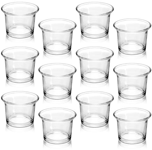 EXTRAPINS 12 Stück Votivkerzenhalter,Klar Glas Teelichthalter,Teelichter Glas für Zuhause,Kerzenhalter für Teelichter,Teelichthalter für Hochzeit, Party, Heimdekoration,Tischdeko,Je 4,3 x 4,3 cm