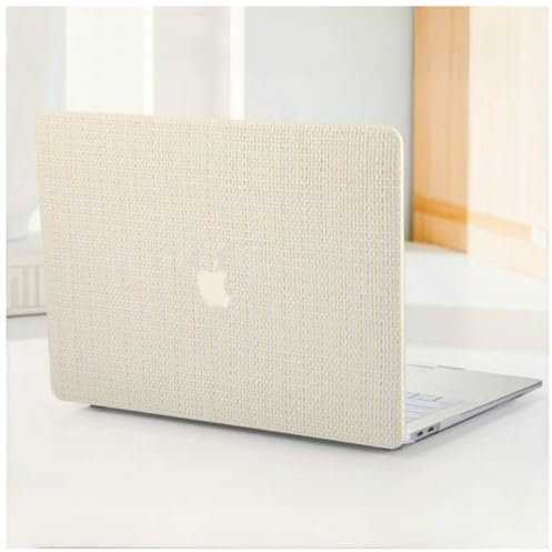 BYCeKe Kompatibel mit MacBook Pro 16 Zoll Hülle 2024-2021 M4-M1 Pro/Max A3403 A3186 A2991 A2780 A2485,für Mac Hülle,Gewebte strukturiertes Leder Plastik case mit Tastaturschutz für Pro 16 Zoll,Beige