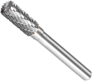CoCud Tungsten Carbide Rotary Burrs File, 1/4 Shank 8mm Dia, Double Cut Cylinder Shape Rotary Burrs Tool - (Applications: for Metal Carving)