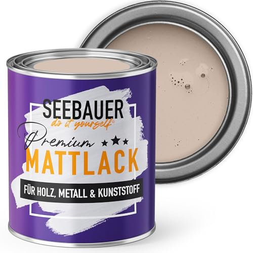 SEEBAUER diy Mattlack Braun 375ml für Innen & Außen (No. 611 Hazel Eyes) Möbelfarbe ohne Schleifen - Hybrid-Lack für Holz, Metall, Kunststoff - Holzlack, Möbellack hohe Deckkraft