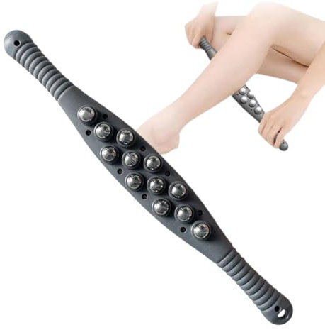 Nuyhadds Rouleau de massage pour les jambes, rouleau de massage portatif,Bâton de massage des tissus profonds - Barre roulante à poignée humanisée pour mollets, cuisses, abdomen, épaules et dos.