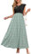 OUGES Sommerkleid Damen Lang Rüschen Maxikleid Elegant Sommer Kleid mit Taschen(Floral N,L)