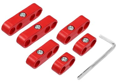 Hihaha 1 Set 7mm-8mm Car Spark Plug Wire Separator Looms Divider Clamp Red Durable Material