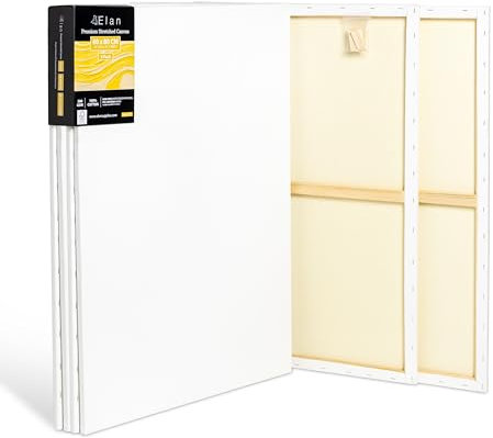 Elan Toile Peinture 60x80 380 g, Lot de 4 Toiles à Peindre 100% Coton, 380 GSM Canvas Painting 60x80, Toile à Peindre Grand Format, Canvas 80x60