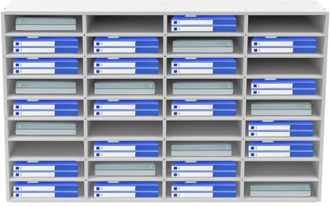MEHOOSPVN Ablagefächer 36 Fächer, Schreibtisch-Aktenhalter Literatur Organizer Schreibtischablage Desktop-Aktenhalter Dokumentenlager, Dokument Datei Rack von Büchern Zeitschriften Broschüren, Weiß