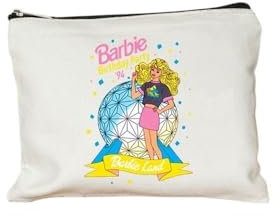 BODOBTF Come on Barbie Trousse de maquillage en toile pour femme Motif dessin animé Trousse à crayons Portefeuille Étudiant Trousse de toilette réutilisable Cadeau, 6, 22cmX18cm