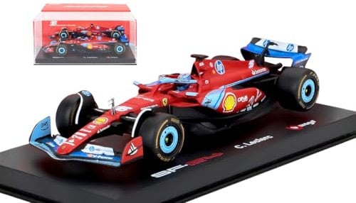 FERRARI F1 SF-24 TEAM SCUDERIA FERRARI N 16 3rd MIAMI GP 2024 CHARLES LECLERC - WITH PILOT AND SHOWCASE RED BLACK LIGHT BLUE